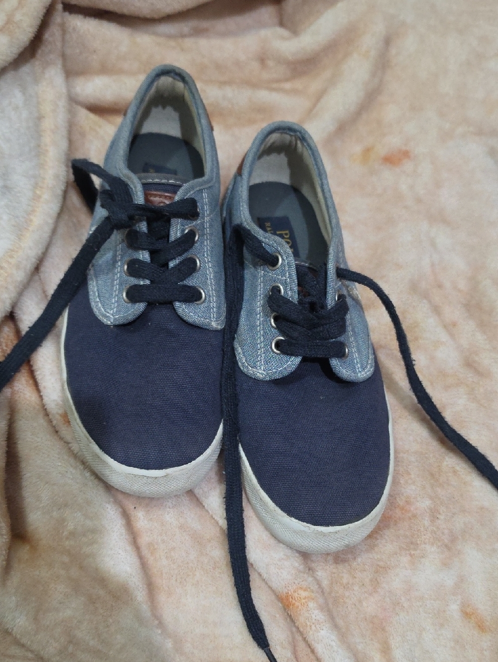 POLO Navy Canvas Lace-Up Sneakers with Light Denim Trim